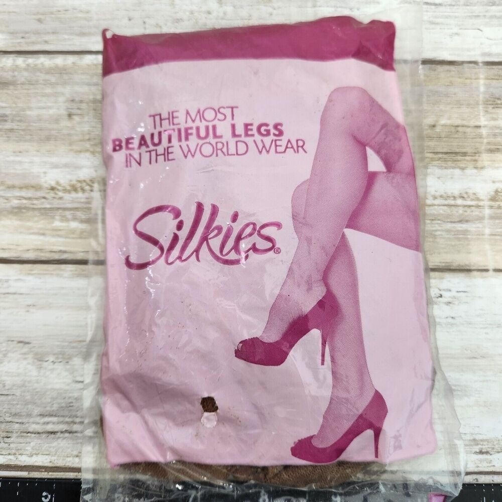 Silkies Shapely Perfection Hosiery Women Large Beige Honey Sheer Tights NIP USA